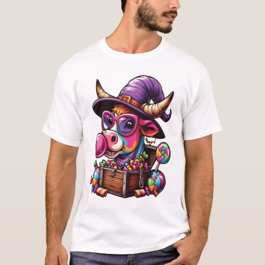 Rainbow Highland Cow Halloween Tシャツ (正面)