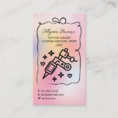 Rainbow Holographic Doodles Tattoo Artist QR Code 名刺 (正面)