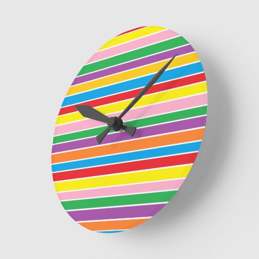 Rainbow Horizontal Stripes ラウンド壁時計 (傾斜)