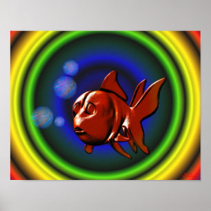 Rainbow Hues Abstract Goldfish ポスター