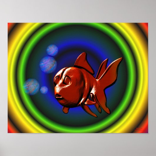 Rainbow Hues Abstract Goldfish ポスター (正面)