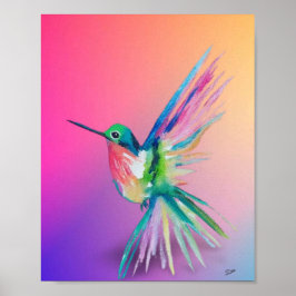 Rainbow Hummingbird Premium Canvasポスター(8x10) ポスター