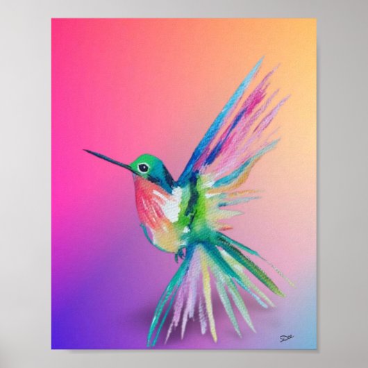 Rainbow Hummingbird Premium Canvasポスター(8x10) ポスター (正面)