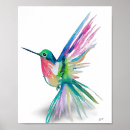 Rainbow Hummingbird Premium Canvasポスター(8x10) ポスター