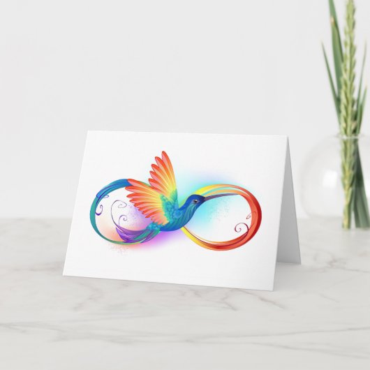 Rainbow Hummingbird with Infinity symbol カード (正面)