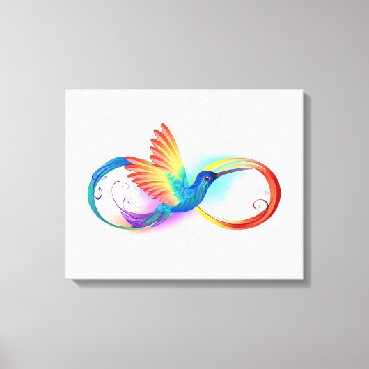 Rainbow Hummingbird with Infinity symbol キャンバスプリント (正面)