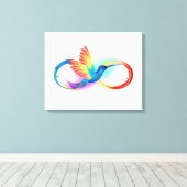 Rainbow Hummingbird with Infinity symbol キャンバスプリント (インサイチュ (ウッドフロア))