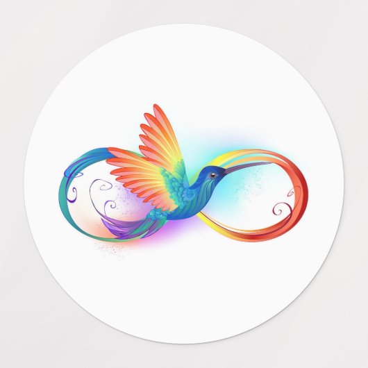 Rainbow Hummingbird with Infinity symbol ラベル (デザイン2)