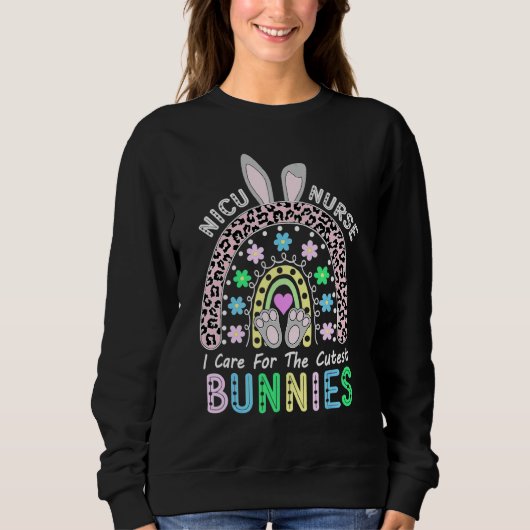 Rainbow I気に For the Cutest Bunnies NicuナースE スウェットシャツ (正面)