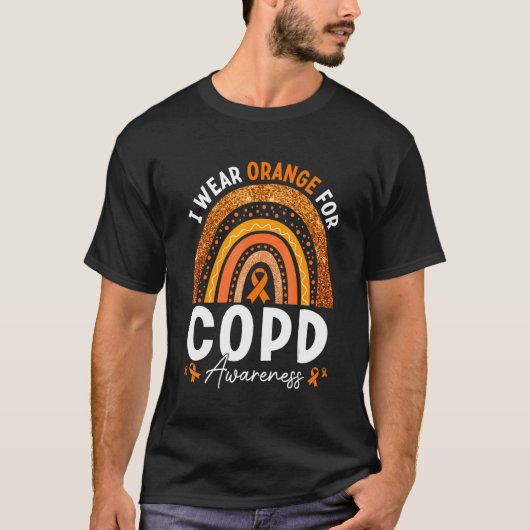 Rainbow I Wear Orange Ribbon For COPD Awareness Tシャツ (正面)