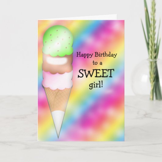 Rainbow Ice Cream Custom Greeting Birthday Card カード (正面)