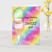 Rainbow Ice Cream Custom Greeting Birthday Card カード (黄色い花)