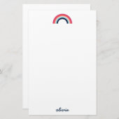 Rainbow in モダン Blue Script名 便箋 (正面/裏面)