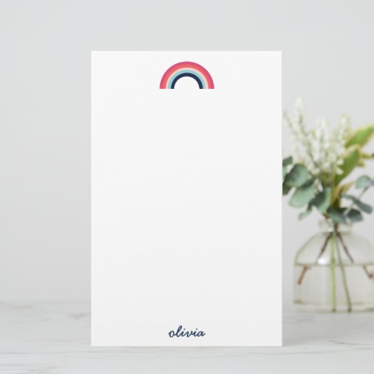 Rainbow in モダン Blue Script名 便箋 (スタンド正面)