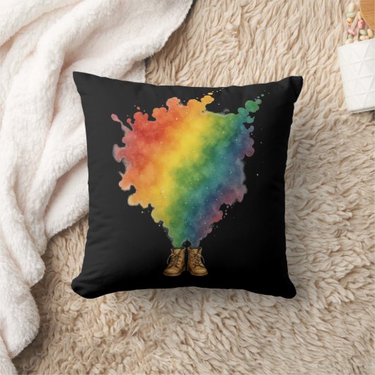 Rainbow IN Beige Boots  クッション (ブランケット)