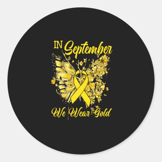 Rainbow In September We Wear Gold Childhood Cancer ラウンドシール (正面)