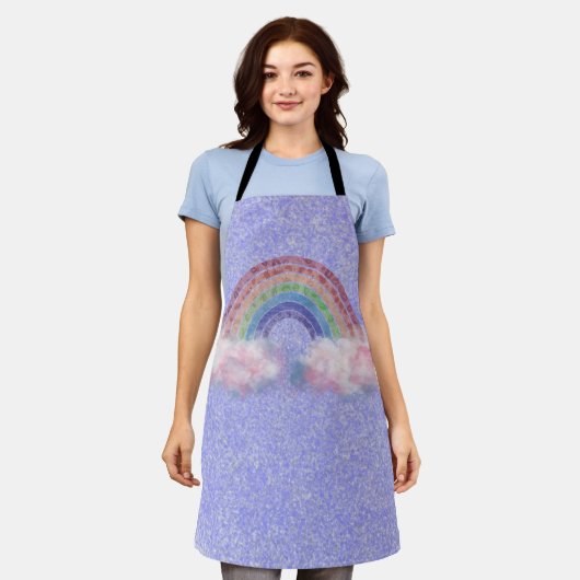 Rainbow in the Cloud抽象芸術紫 エプロン (着用した状態)