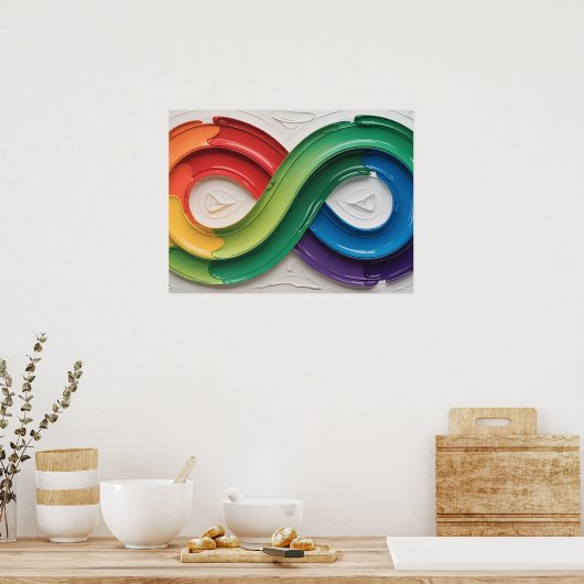 Rainbow Infinity Autism Symbol Abstract Art ポスター (キッチン)