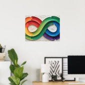 Rainbow Infinity Autism Symbol Abstract Art ポスター (ホームオフィス)