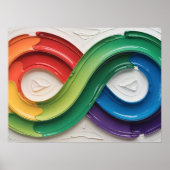 Rainbow Infinity Autism Symbol Abstract Art ポスター (正面)