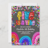 Rainbow Invitation, 5th Birthday Cute Bright 招待状 (正面)