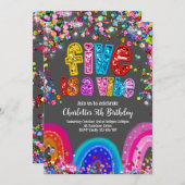 Rainbow Invitation, 5th Birthday Cute Bright 招待状 (正面/裏面)