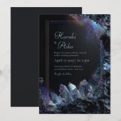 Rainbow Iridescent Crystal Cosmic Nebula Frame 招待状 (正面/裏面)