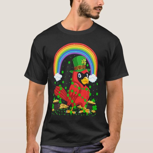 Rainbow Irish Shamrock Cardinal Bird St Patrick's  Tシャツ (正面)