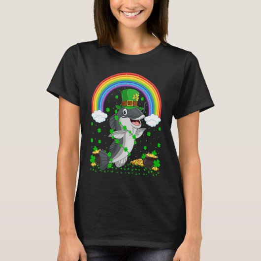 Rainbow Irish Shamrock Catfish St Patrick's Day Tシャツ (正面)