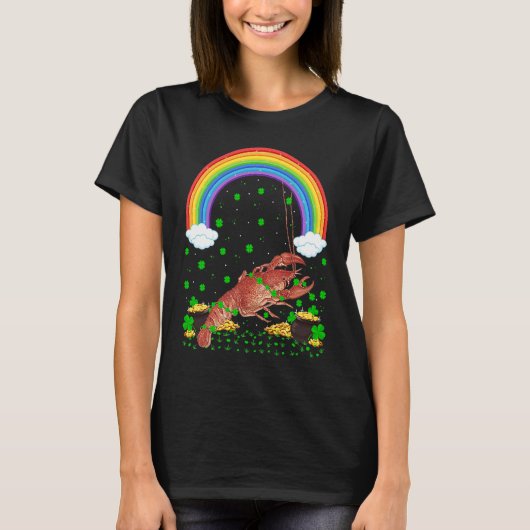 Rainbow Irish Shamrock Crawfish St Patrick's Day Tシャツ (正面)