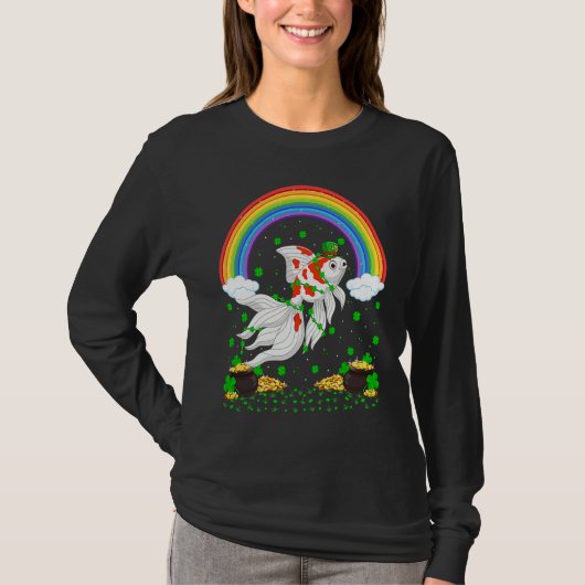 Rainbow Irish Shamrock Goldfish St Patrick's Day Tシャツ (正面)