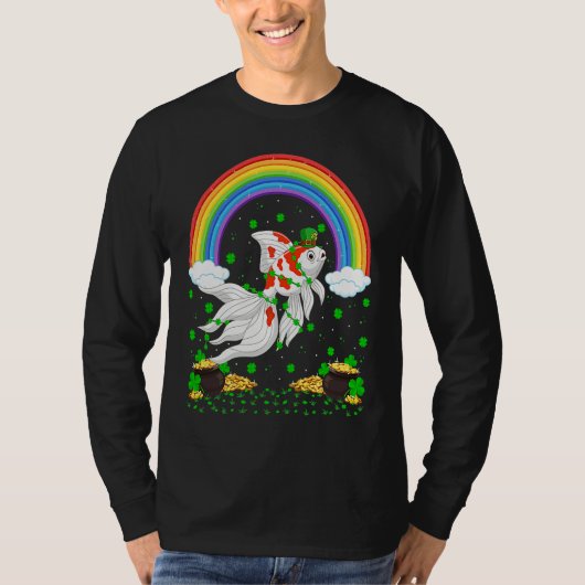 Rainbow Irish Shamrock Goldfish St Patrick's Day Tシャツ (正面)