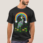 Rainbow Irish Shamrock Heron Bird St Patrick's Day Tシャツ (正面)