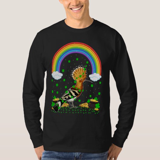 Rainbow Irish Shamrock Hoopoe Bird St Patrick's Da Tシャツ (正面)