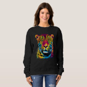 Rainbow Jaguar Big Cat Lover Print Graphic Abstrac スウェットシャツ (正面フル)