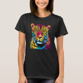 Rainbow Jaguar Big Cat Lover Print Graphic Abstrac Tシャツ (正面)