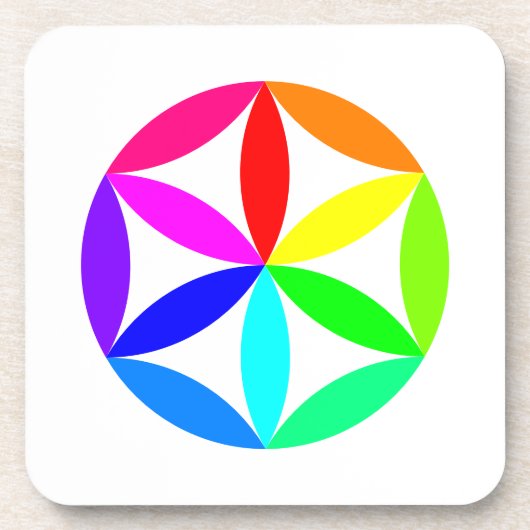 Rainbow Kaleidoscope Hard plastic coaster コースター (正面)