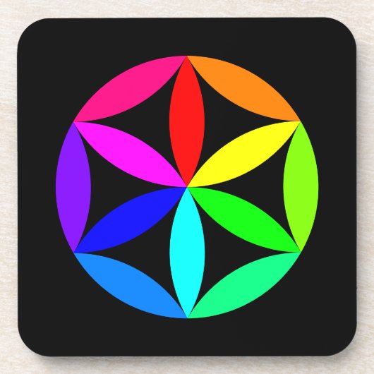 Rainbow Kaleidoscope Hard Plastic Coaster コースター (正面)