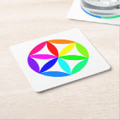 Rainbow Kaleidoscope Paper Coaster スクエアペーパーコースター (アングル)