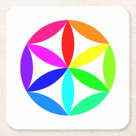 Rainbow Kaleidoscope Paper Coaster スクエアペーパーコースター