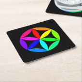 Rainbow Kaleidoscope Paper Coaster スクエアペーパーコースター (アングル)