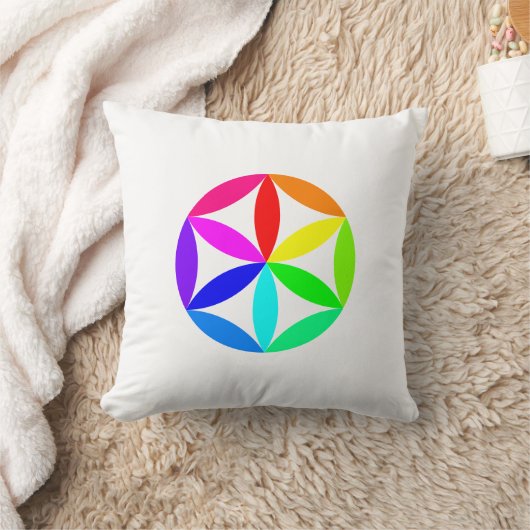 Rainbow Kaleidoscope Throw Pillow クッション (ブランケット)