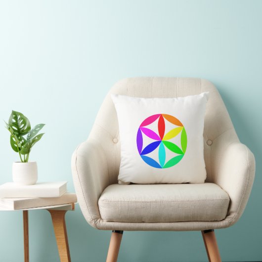 Rainbow Kaleidoscope Throw Pillow クッション (椅子)