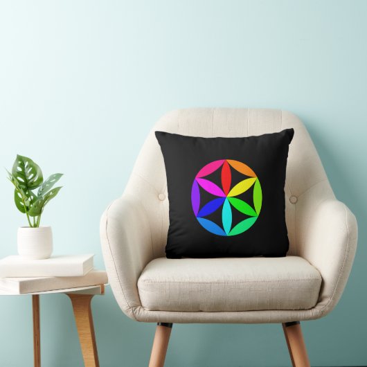 Rainbow Kaleidoscope Throw Pillow クッション (椅子)