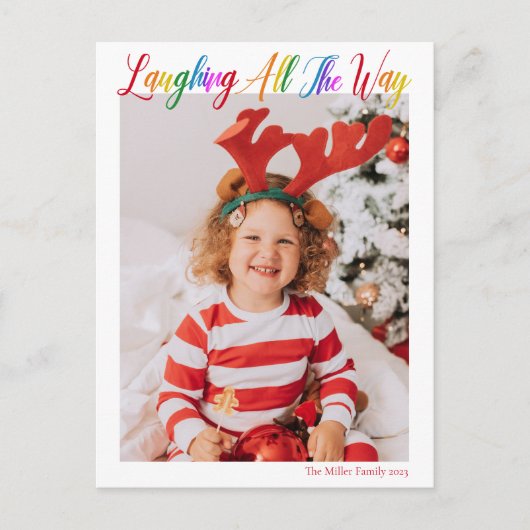 Rainbow Kidsのクリスマスフォトを笑い飛ばす シーズンポストカード (正面)