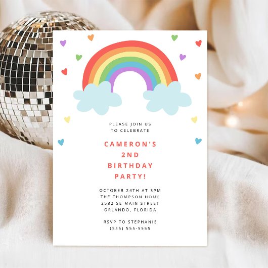 Rainbow Kids Birthday Invitation 招待状