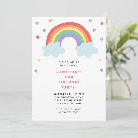 Rainbow Kids Birthday Invitation 招待状 (スタンド正面)