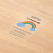 Rainbow Kids First Birthday Party アクリル招待状 (レイダウン)