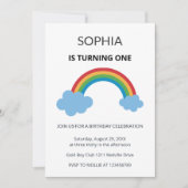 Rainbow Kids First Birthday Party 招待状 (正面)