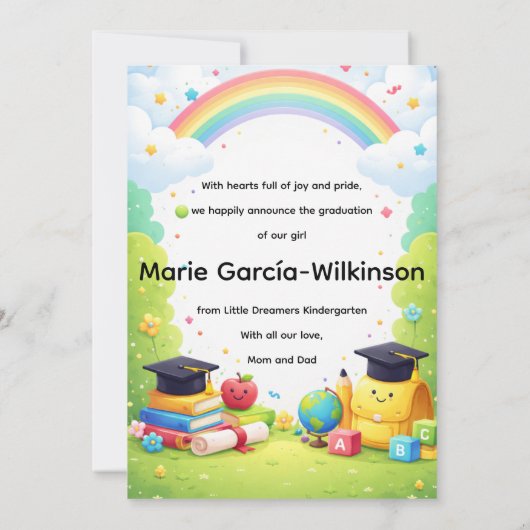Rainbow Kindergarten Graduation 招待状 (裏面)
